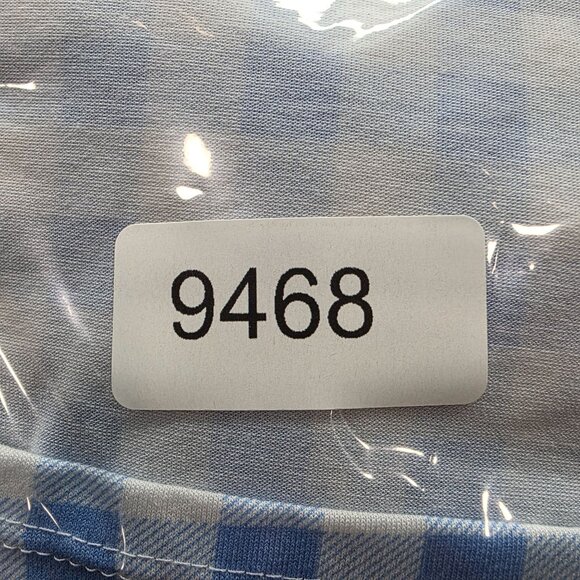 Womens LuLaRoe Blue & White Gingham Top Short Sleeve Polyester Spandex Size L - Picture 8 of 8